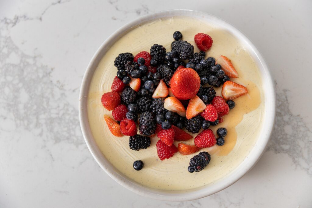 Honey Yoghurt Panna Cotta with Fresh Berries